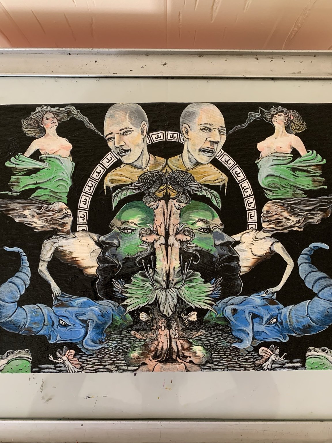 Layered symmetrical surreal composition